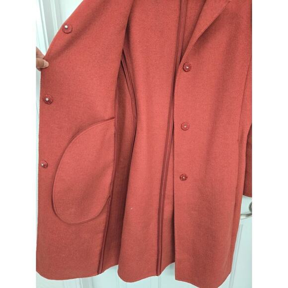 Lauren Ralph Lauren Belted Double-Face Wool Blend Coat Burnt Orange Size XS - Picture 7 of 11